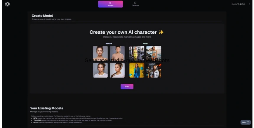 Generate studio-quality headshots