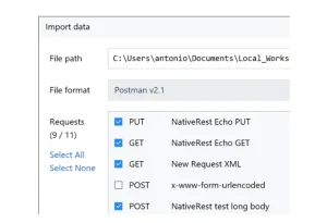 Import and export data