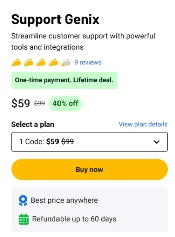 SupportGenix Pricing $59