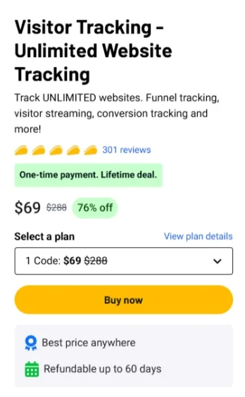 Visitor Tracking - Unlimited Website Tracking price plans