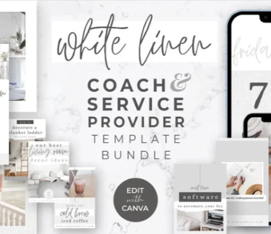 White Linen Canva Coaching & Service Provider Template Bundle